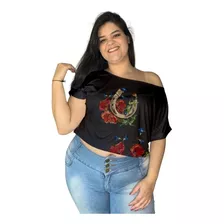 Blusinha Cropped Tendência Tshirt Feminina Plus Size Dry Fit