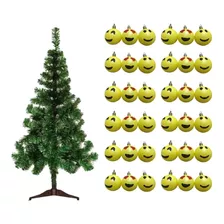 Arbol Navidad Pino Navideño 1.20 Mts Verde Con Adornos Emoji