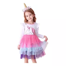 Vestido De Niña, Vestido De Unicornio, Manga Larga Clásica