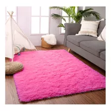 Tapete Sala Quarto Menina Infantil Peludo 200 X 140 Shaggy Cor Rosa-chiclete Desenho Do Tecido Cor