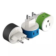 Adaptador De Enchufe De Energía Europeo, 2 Entradas De...