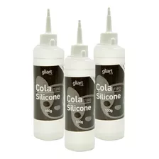 3x Cola Silicone Com Bico Aplicador Gliart 100gr Cada