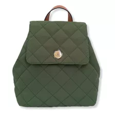 Tommy Hilfiger Mochila Para Mujer Textil Acolchonada Color Verde Musgo Diseño De La Tela Acolchada