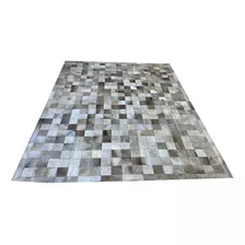 Tapete De Couro Cinza Natural 2,00x2,50 Com Borda Peça 10x10