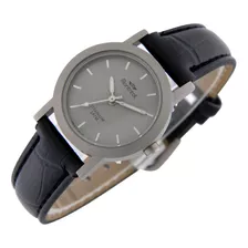 Reloj Montreal Mujer Ml987 Caja De Titanio Sumergible Malla Negro Bisel Gris Fondo Gris