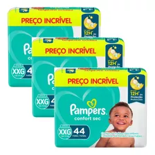 Kit Fralda Descartável Infantil Pampers Xxg Confort Sec C/3 