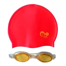 Set Natación Gorro Silicona + Lentes Anti-fog/protección Uv