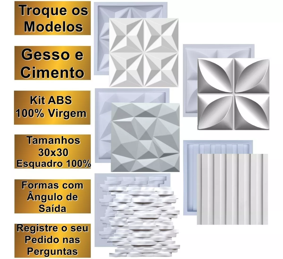 Moldes Formas Gesso 3d E Cimento Abs Plástico Troque Modelos