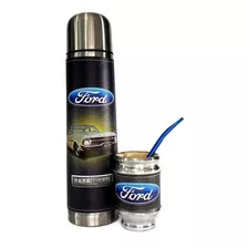 Termo Acero Inoxidable 1 L Y Mate Aluminio Madera Ford