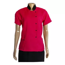 Camisa Dolma Feminina Manga Curta Cozinheira Jaqueta Chef 