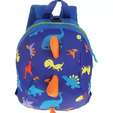 Mochila Dinosaurio Arnés Correa Preescolar Azul Marinerito