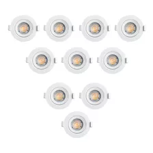 Kit10 Spot Led Embutir Redondo 5w Branco Quente 3000k Bivolt