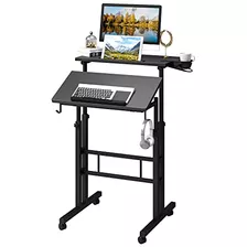 Mobile Standing Desk With Cup Holder, Stand Up Desk, ...