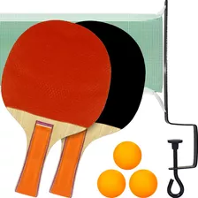Kit Tênis De Mesa 2 Raquetes 3 Bolinhas De Ping Pong E Rede