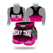 Conjunto Muay Thai Feminino Treino Top E Short Pink Garuda