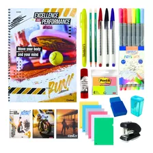 Material Escolar Kit Masculino Ensino Fundamental Médio Facu