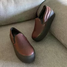 Panchas Zapatillas De Mujer De Cuero Vacuno Con Plataforma