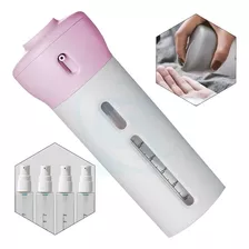 Kit Dispenser Portátil 4 Em 1 Para Viagens Dia A Dia - Rosa