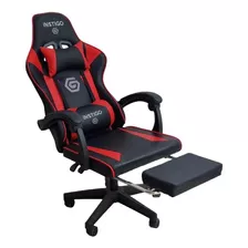 Silla Gamer Ergonómica Con Cojines Reclinable Negro Con Rojo Material Del Tapizado Cuero Sintético