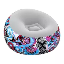 Sillón Puf Inflable Floral Bestway Mod. 75111 Color Azul