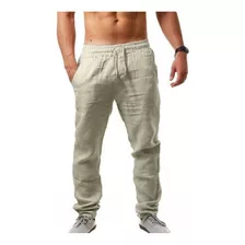 Pantalones De Lino Y Algodón Para Hombre Color Sólido