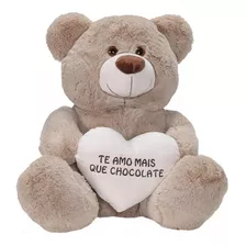 Urso Ted Pelúcia 85cm Com Coração Bordado Presente 