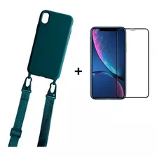 Carcasa Para iPhone XR Colgante Ajustable + Mica Lámina