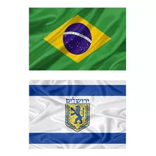 Bandeiras 1 Israel + 1 Jerusalém + 1 Brasil + 1 India Grande