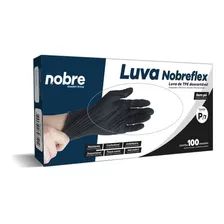 Luva Descartável Nobreflex Preta S/ Pó 100 Unidades - Tam P