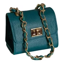 Bolsa Mini Crossbody Pietra Couro Legítimo Azul Petróleo