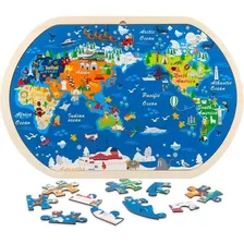 Puzzle Rompecabezas Mapa Del Mundo, Continentes Y Océanos 