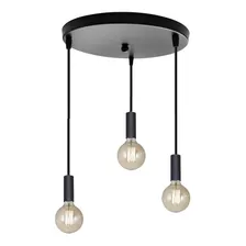 Colgante 3 Luces Negro Moderno C/base Redonda Apto Led - Ux