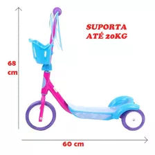 Patinete Infantil Com Cesto De 3 Rodas Rosa E Azul - B0002