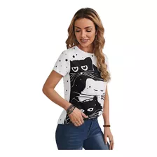 Blusa Estampado Gatos Gatitos Playera Gato Para Mujer Casual