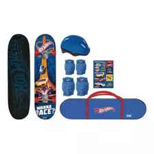 Skate Infantil Hot Wheels Com Kit Proteção F00106 - Fun