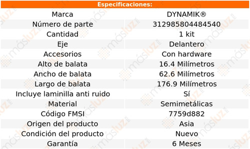 Balatas Semimetalicas Del Saab 9-7x V8 5.7l 05 Dynamik Foto 3