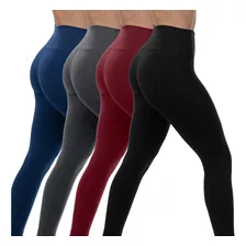 Kit 4 Leggings Cós Alto Supplex Original 