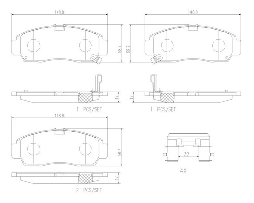 Set-4 Balatas Ceramica Delanteras Honda Accord 3.5l V6 08-12 Foto 2