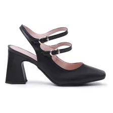 Sapato Sandália Feminino Scarpin Mery Jane Salto Grosso Napa