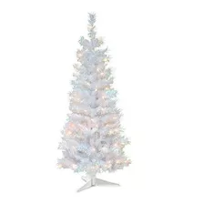 Arbol Navideño Blanco Soporte De Plastico Con Luces Claras