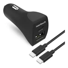 Cargador Dual Pd Vía Usb Con Cable Usb-c A Usb-c - Naztech