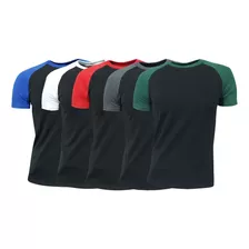 Paquete 5 Playeras Manga Ranglan Manga Corta Para Hombre