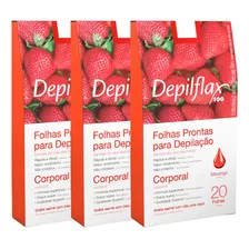 3 Cxs Folhas Depilatórias Corporal Morango Depilflax 60 Un