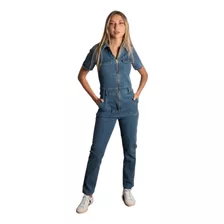 Mono Enterito Overall Denim Jean Largo Manga Corta