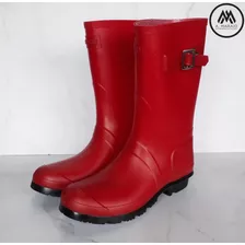 Bota De Lluvia Dama Con Hebilla