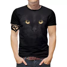 Camiseta De Gato Masculina Blusa Animal Verde