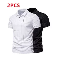 Polo De Hombre De Manga Corta Con Botones, 2 Piezas