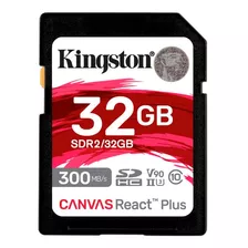Cartão De Memória Sd Kingston Canvas React Plus 32gb 300mb/s