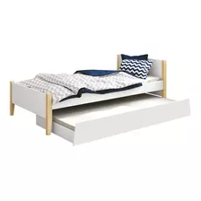 Cama Solteiro Auxiliar Embaixo Simba Branco/natural - Reller