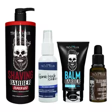 Tônico Capilar + Shaving + Balm + Óleo De Barba Tróia Hair Fragrância Suave